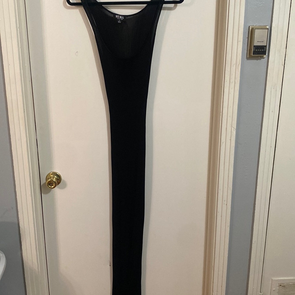 Sheer slinky black dress